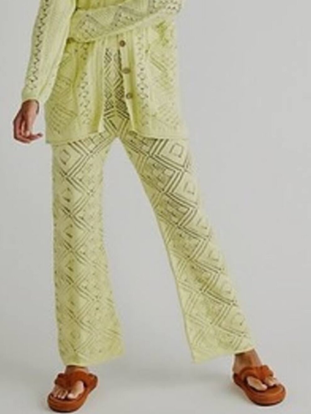 Free People FP Beach Get Away Fauxchet Lime Green Pants Size Medium
